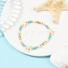 Synthetic Turquoise & Brass Beaded Stretach Bracelets for Women BJEW-JB12487-1