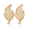 Brass Micro Pave Clear Cubic Zirconia Connector Charms CU-CBA4579-13G-1