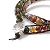 Natural Indian Agate Round Beads 2 Raw Wrap Bracelet BJEW-JB07169-04-4