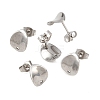 Non-Tarnish 304 Stainless Steel Oval Stud Earring Findings X-STAS-R063-39-3