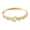 304 Stainless Steel Crystal Rhinestone Hollow Heart Hinged Cuff Bangles for Women SA-CBAF851-10G-4