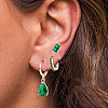 ANATTASOUL 4 Pairs 4 Style Green Cubic Zirconia Teardrop Dangle Leverback Earrings & Rectangle Stud Earring & Hoop Earrings EJEW-AN0001-91-5