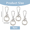 4Pcs Zinc Alloy Spring Gate Ring Keychain HJEW-DC00030-2