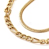 304 Stainless Steel Double Layer Figaro Chain & Herringbone Chain Necklaces for Women NJEW-G140-16C-G-2