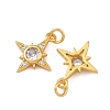 Brass Micro Pave Clear Cubic Zirconia Charms KK-F941-40B-G-2