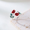 Rose Alloy Enamel Cuff Rings for Women FS-WGBA561-05-1