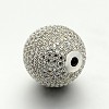 Brass Micro Pave Cubic Zirconia Round Beads ZIRC-M039-13P-RS-2