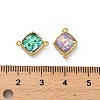 Brass Pave Synthetic Opal Rhombus Connector Charms KK-A239-07G-3