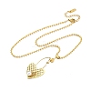 304 Stainless Steel & Plastic Imitation Pearl Mesh Heart Pendant Necklaces for Women NJEW-U032-10G-4