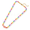 Porcelain Fish Pendant Rainbow Color Glass Beaded Necklaces for Friends and Couples KF3974-4-1