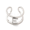 Clear Cubic Zirconia Initial Letter Open Cuff Ring RJEW-A012-01P-E-1