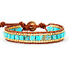 Dyed Natural Imperial Jasper & Cowhide Leather Beaded Braided Bead Bracelets FS-WGEDC06-01-2