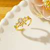 Brass Micro Pave Cubic Zirconia Cuff Open Rings for Women WGDB473-03-1