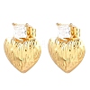 304 Stainless Steel Pave Single Cubic Zirconia Heart Stud Earrings for Women SA-CBAB549-04G-4