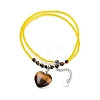 Natural Tiger Eye Heart Pendant Necklaces NJEW-G143-02J-2