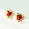 Brass Enamel Stud Earrings for Women EJEW-A126-05C-G-1