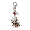 Halloween Spider Wire Wrapped Glass Seed & Stainless Steel Pendant Decoration HJEW-MZ00071-1