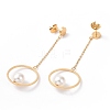 Ring with Imitation Pearl Long Tassel Dangle Stud Earrings STAS-E154-04G-2