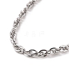 304 Stainless Steel Rope Chain Bracelet for Men Women BJEW-E031-12P-02-2