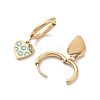 3 Pairs 3 Style Enamel Heart with Ring Dangle Hoop Earrings EJEW-B020-11G-3
