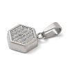 Ion Plating(IP) 304 Stainless Steel Micro Pave Cubic Zirconia Pendants STAS-Z107-02P-05-2