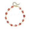 Handmade Nepalese Lampwork Cube and Natural Pearl Beaded Bracelets BJEW-JB14481-4