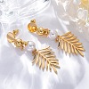 Brass Leaf Dangle Stud Earrings EJEW-R014-09G-1