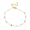 Natural Mixed Gemstone Column Beaded Anklet with Vacuum Plating Golden 304 Stainless Steel Chains for Women AJEW-Z008-03-2