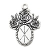 Tibetan Style Alloy Pendant Cabochon Settings X-TIBEP-5199-AS-LF-1
