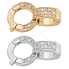 12Pcs 2 Colors Brass Micro Pave Clear Cubic Zirconia Fold Over Clasps KK-BBC0018-86-5
