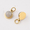 Ion Plating(IP) Natural & Synthetic Mixed Gemstone Half Round Charms with Jump Ring X-STAS-A097-05G-3