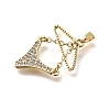 Brass Micro Pave Cubic Zirconia Charms KK-P336-03A-G-2