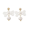 Glass Seed Bead and Shell Pearl Bead Dangle Earrings EJEW-MZ00766-02-3