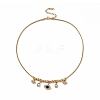 Jet Rhinestone Pendant Necklace with 304 Stainless Steel Round Snake Chains for Women NJEW-P269-09B-G-2