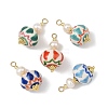 Handmade Porcelain & Natural Cultured Freshwater Pearl & Non-magnetic Synthetic Hematite & Brass Pendants PALLOY-JF05913-1