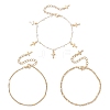 Round ABS Imitation Pearl Beaded Chains & 304 Stainless Steel Cable Chains Stackable Bracelets for Women BJEW-JB12452-03-4