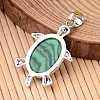 Tortoise Platinum Tone Brass Synthetic Malachite Pendants G-F265-01B-1-2