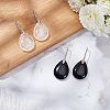 ANATTASOUL 2 Pairs 2 Style Natural Quartz Crystal & Dyed & Heated Black Agate Teardrop Dangle Earrings with Brass Pins for Women EJEW-AN0004-41-7