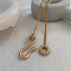 Crystal Rhinestone Snake Pendant Necklace with Alloy Curb Chains for Women NJEW-I118-02KCG-5