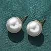 Brass ABS Imitation Pearl Stud Earrings EJEW-B132-01C-G-1