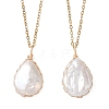 Baroque Natural Keshi Pearl Teardrop Pendant 304 Stainless Steel Cable Chain Necklaces for Women NJEW-JN05757-2
