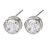 Brass Micro Pave Clear Cubic Zirconia Stud Earrings EJEW-C174-02H-P-4