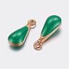 Antique Golden Plated Brass Enamel Teardrop Charms KK-Q571-01F-2