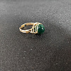 Wire Wrapped Natural Green Onyx Agate Round Beads Finger Rings WGDCCED-03-1