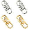 4Pcs 2 Colors Brass Micro Pave Clear Cubic Zirconia Fold Over Clasps ZIRC-CJ0003-38-1