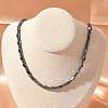 Round Cuboid Synthetic Non-Magnetic Hematite Beaded Necklaces NJEW-R020-05-2