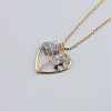 Natural Fluorite Chip Beaded Tree of Life Alloy Heart Pendant Necklaces WG026CB-05-1