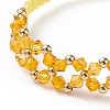 Glass Braided Flower Link Bracelet for Women BJEW-TA00130-04-4