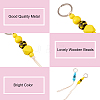 6Pcs 6 Colors Schima Wood & Cotton Cord Keychain KEYC-KS0001-03-4