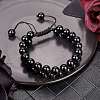 Natural Obsidian Braided Bead Bracelet BJEW-SW00001-19-3